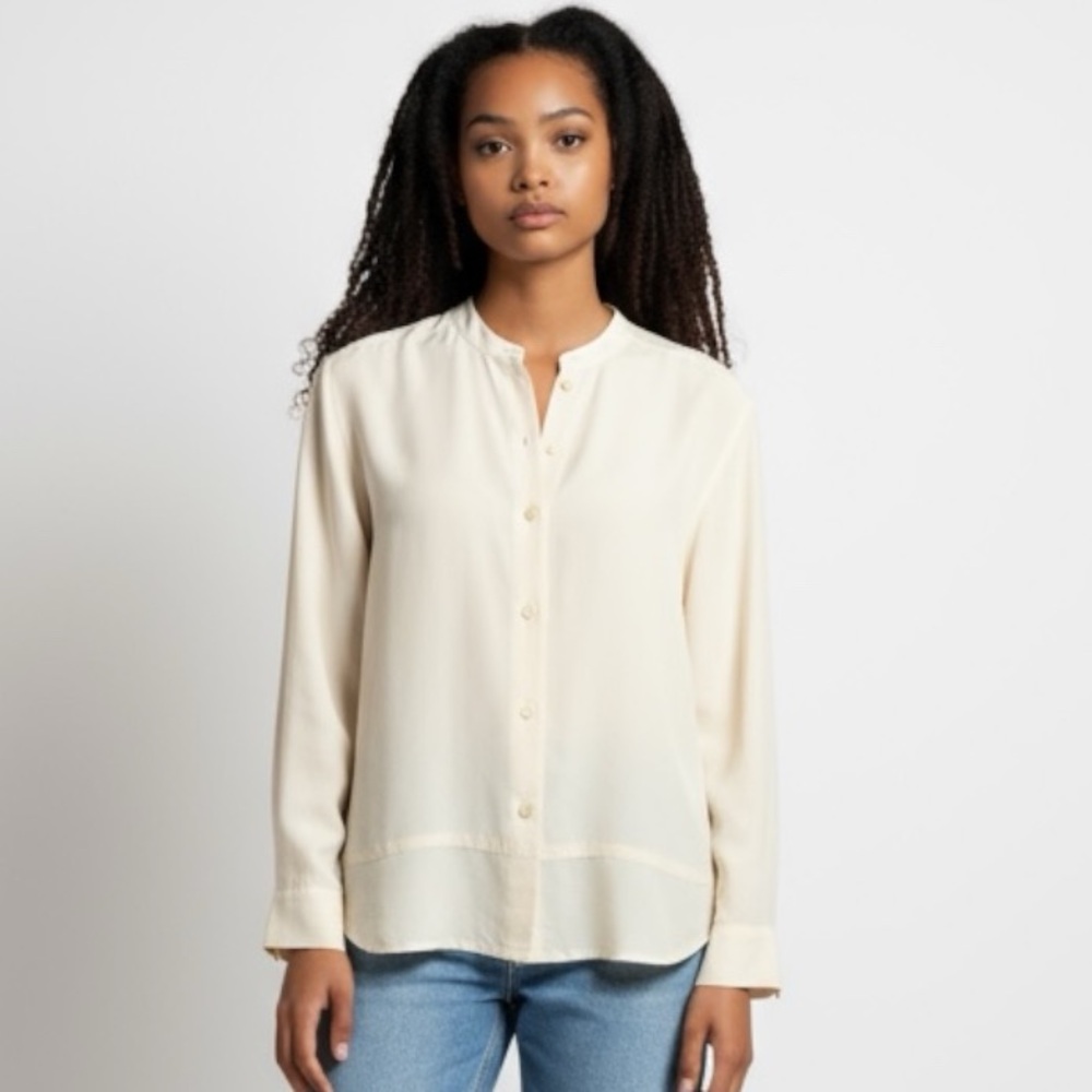 Debra Deroo 100% Silk Textured Vintage Button-Down Classic high-quality EUC sz S